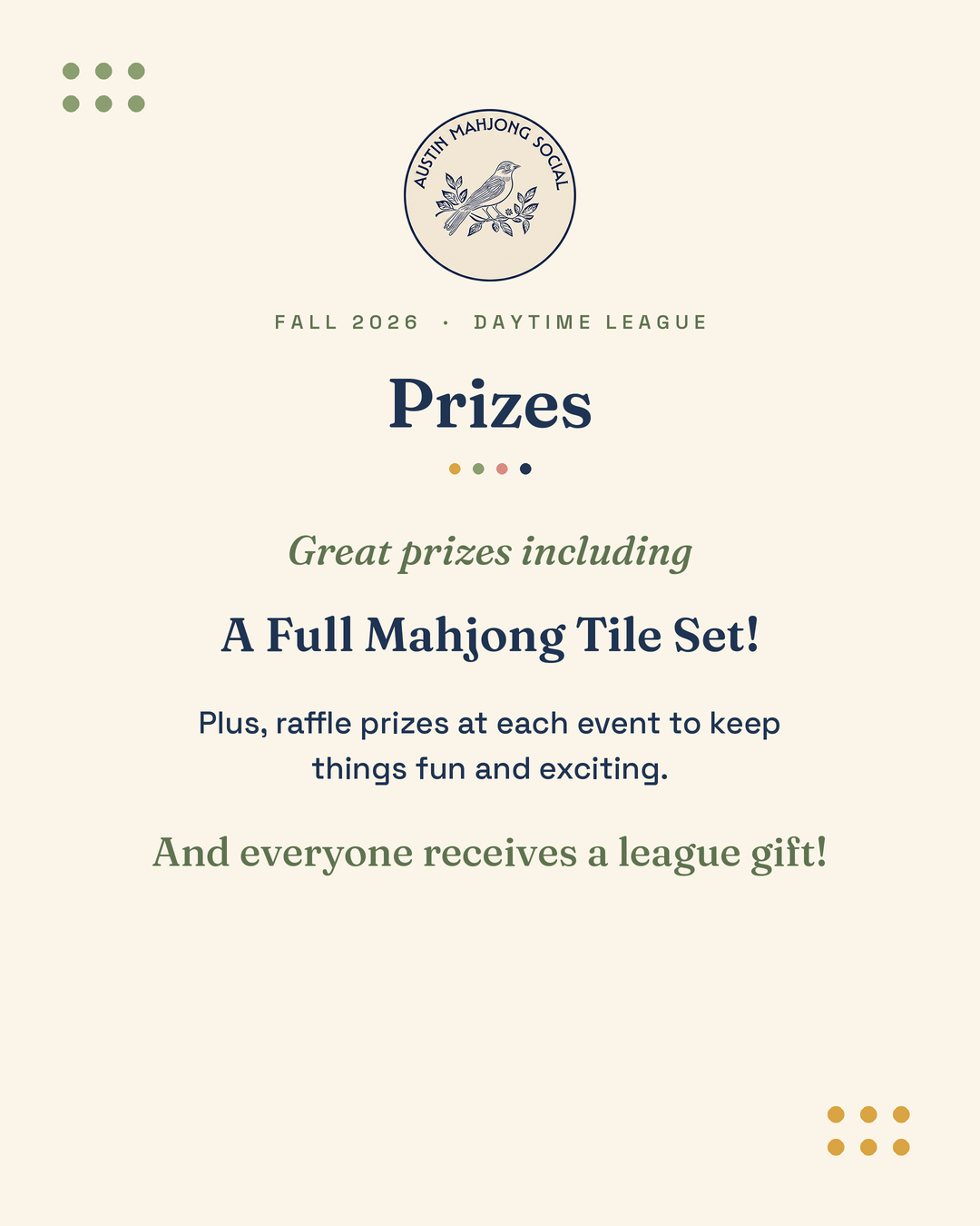 Austin Mahjong Social DAYTIME League - FALL 2026