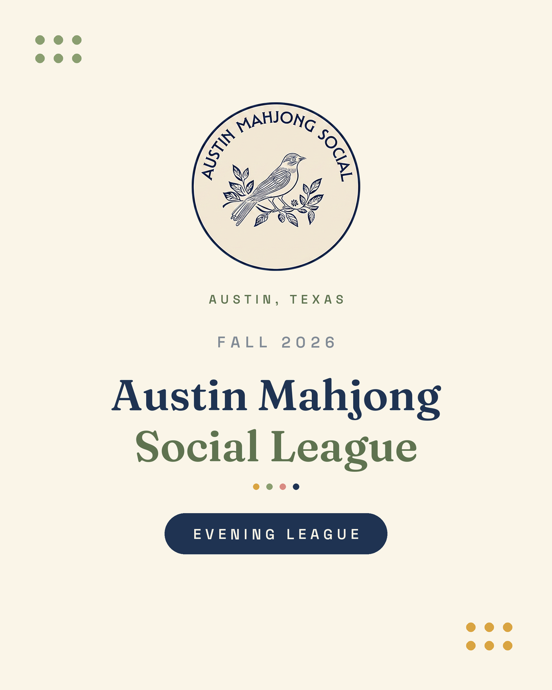 Austin Mahjong Social EVENING League - FALL 2026