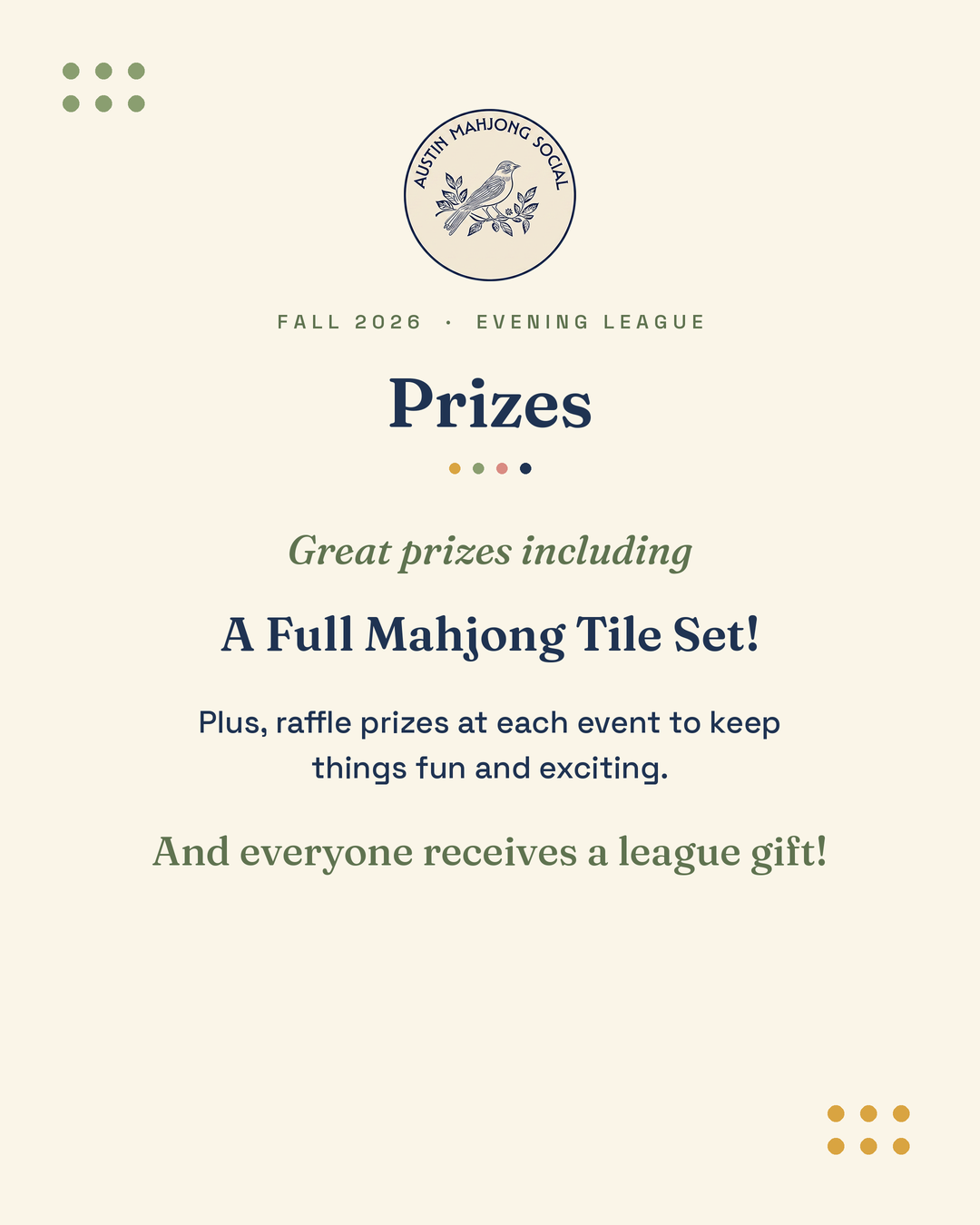 Austin Mahjong Social EVENING League - FALL 2026